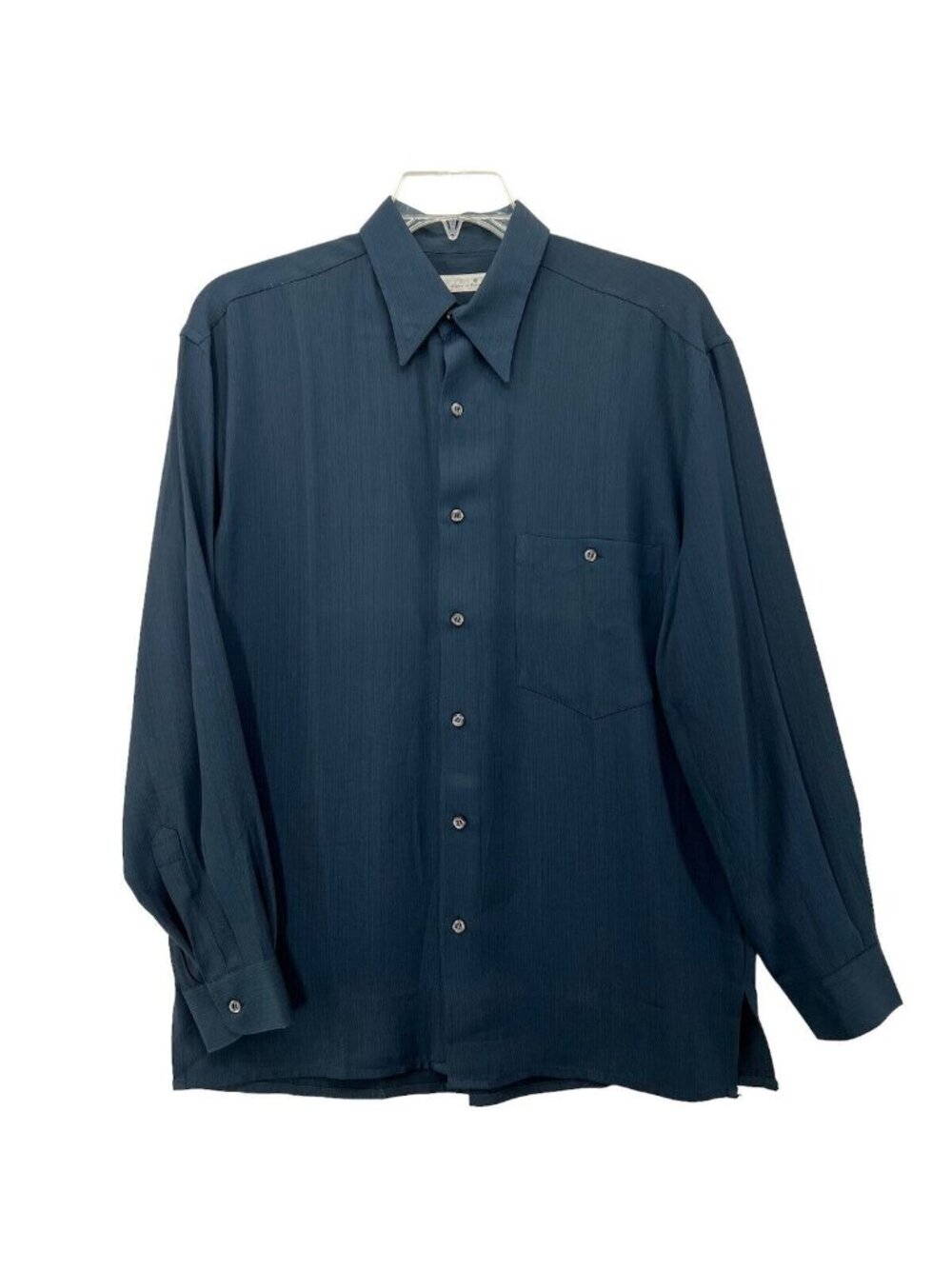 Vintage Equilibrio Mens M Blue Button Down Casual Blue Pocket Woven EUC